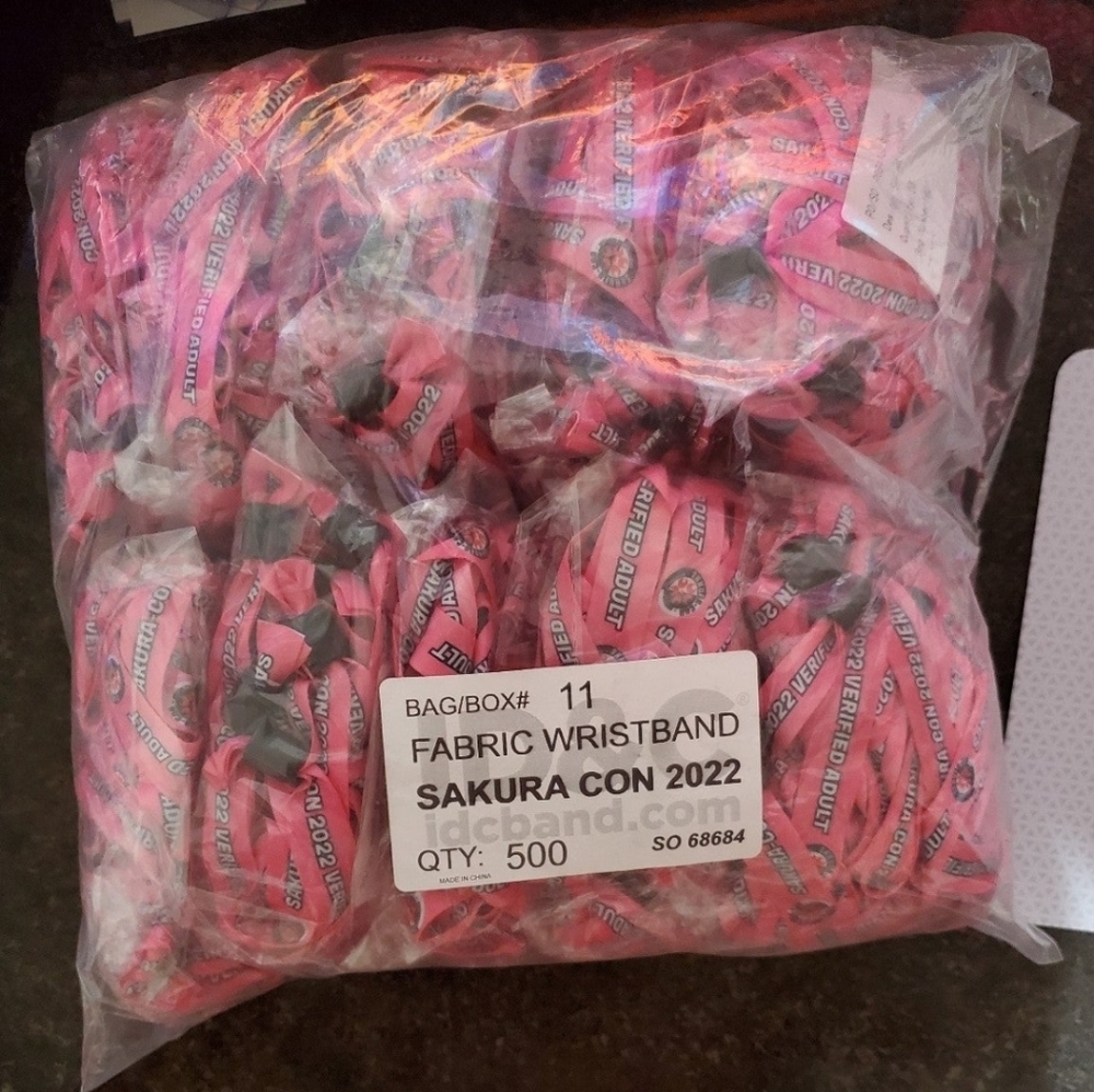 Sakura Con 2022 Wristbands Sealed Unopened Bulk Package Of 500 Collector